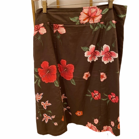 DONATED Tommy Hilfiger Brown Pink Floral Midi Skirt Cotton - Picture 5 of 5